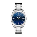 Mens Essentials Silver-Tone Stainless Steel Watch, Blue Dial Product Image