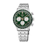 Mens Essentials Chronograph Silver-Tone Stainless Steel Watch, Green Dial Product Image