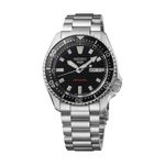 Mens Seiko 5 Sports SKX Automatic Silver-Tone Stainless Steel Watch, Black Dial Product Image