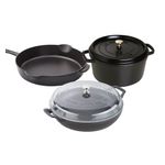 5pc Cast Iron Cookware Set, Matte Black Product Image