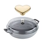 3.5qt Cast Iron Braiser w/ Glass Lid & Heart Knob Graphite Gray Product Image