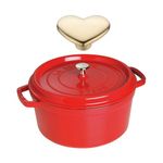 7qt Cast Iron Round Dutch Oven w/ Heart Knob Cherry Product Image