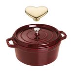 7qt Cast Iron Round Dutch Oven w/ Heart Knob Grenadine Product Image