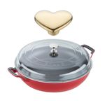 3.5qt Cast Iron Braiser w/ Glass Lid & Heart Knob Cherry Product Image