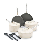 GreenPan GP5 Colors Ceramic Nonstick 11-Piece Cookware Set Cloud Cream/Stainless Steel Product Image