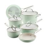 10pc Hard-Anodized Ceramic Induction Nonstick Cookware Set Pistachio Product Image