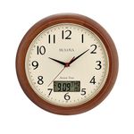 Dual Time Analog Digital Wood Wall Clock Product Image
