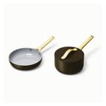 Nonstick Ceramic Minis Duo Cookware Set - Fry Pan & Saucepan Black/Gold Product Image