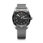 Mens Swiss Army Quartz Silver-Tone Stainless Stele Mesh Watch Black Dial Product Image