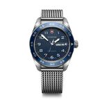 Mens Swiss Army Quartz Silver-Tone Stainless Stele Mesh Watch Blue Dial Product Image