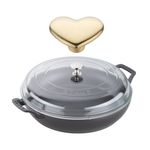 3.5qt Cast Iron Braiser w/ Glass Lid & Heart Knob Matte Black Product Image