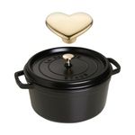 7qt Cast Iron Round Dutch Oven w/ Heart Knob Black Product Image