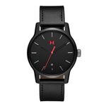 Mens Classic II Jet Black Leather Strap Watch Black Dial Product Image