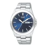 Mens Quartz Silver-Tone Stainless Steel Watch Blue Dial Product Image