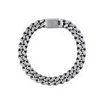 Classic 10mm Curb Silver-Tone Stainless Steel & Blue Bracelet 8.5" Product Image
