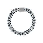 Classic 10mm Curb Silver-Tone Stainless Steel & Blue Bracelet 8" Product Image