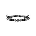 Classic Black Onyx & Hematite Spheres Bolo Bracelet w/ Lava Beads Product Image