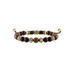Classic Black Onyx & Pyrite Bolo Bracelet w/ Gold-Tone Beads Product Image