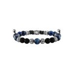 Classic Rare Blue Tigers Eye & Black Onyx Bolo Bracelet w/ Silver-Tone Beads Product Image