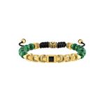 Classic Black Spinel & Malachite Beaded Bolo Bracelet w/ Gold-Tone Links Product Image