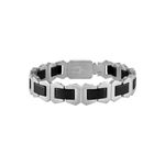 Icon Silver-Tone Stainless Steel & Black Ceramic Bracelet 8.5" Product Image