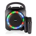 Mini Karaoke Bluetooth Speaker w/ Dual Wireless Microphones Black Product Image