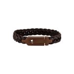 Marine Star Chocolate Stainless Steel & Brown Leather Bracelet 8" Product Image
