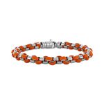 Mark Anthony Classic Sterling Silver & Orange Leather Bracelet 8.5" Product Image