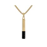 Icon Pendant Gold-Tone Stainless Steel & Black Spinel Amulet Necklace 24"-26" Product Image