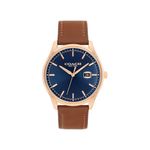 Mens Oliver Rose Gold & Saddle Brown Leather Strap Watch Blue Dial Product Image