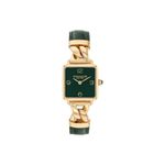 Ladies Cass Gold & Dark Green Leather Strap Square Watch Dark Green Dial Product Image