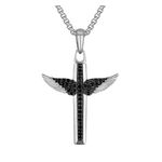 Marc Anthony Sterling Silver & Black Diamond Angel Wing Cross Necklace 24"-26" Product Image
