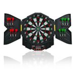 Costway - Professional Electronic Dartboard Cabinet Set w/ 12 Darts Game Room LED Display - Black Product Image