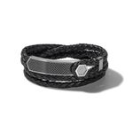 Precisionist Double Wrap Braided Leather Bracelet - Medium Black Product Image