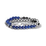 Classic Lapis & Black Lava Double Wrap Bead Bracelet - Medium Product Image