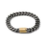 Classic Gray & Gold-Tone Stainless Steel Chain Link Bracelet - Medium Product Image