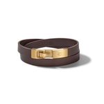 Classic Brown Leather & Gold Clasp Double Wrap Bracelet - Large Product Image