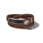 Precisionist Braided Brown Leather & Epoxy Plaque Double Wrap Bracelet - Medium Product Image