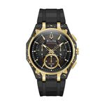 Mens HPQ CURV Forged Carbon Gold & Black HNBR Strap Watch Black Dial Product Image