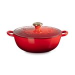 4.5qt Holly Collection Cast Iron Traditional Chefs Oven w/ Gold Knob Cerise Product Image