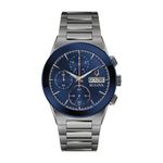 Mens Modern Millennia Chronograph Gray Stainless Steel Watch Blue Dial Product Image