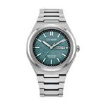 Mens Zenshin Super Titanium Eco-Drive Silver-Tone Watch Green Dial Product Image