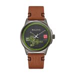 Mens Kalil House Automatic Gray & Brown Leather Strap Watch Gray Dial Product Image