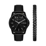 Mens Banks Black Leather Strap Watch Gift Set Product Image