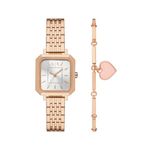 Ladies Leila Rose Gold-tone Stainless Steel Square Watch Gift Set Product Image