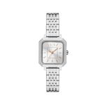 Ladies Leila Silver-Tone Stainless Steel Square Watch Silver Dial Product Image