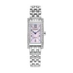 Ladies Petite Palidoro Eco-Drive Silver-Tone SS Rectangle Watch Pink MOP Dial Product Image