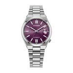 Unisex Tsuyosa Automatic Eco-Drive Silver-Tone SS Watch Purple Dial Product Image