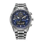 Mens Promaster Skyhawk U830 Chronograph Silver-Tone SS Watch Blue Dial Product Image