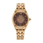 Ladies L "Classic" Eco-Drive Rose Gold-Tone Stainless Steel Watch Brown Dial Product Image